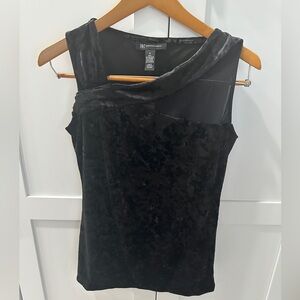 INC Crushed velvet black sleeveless top small NWT